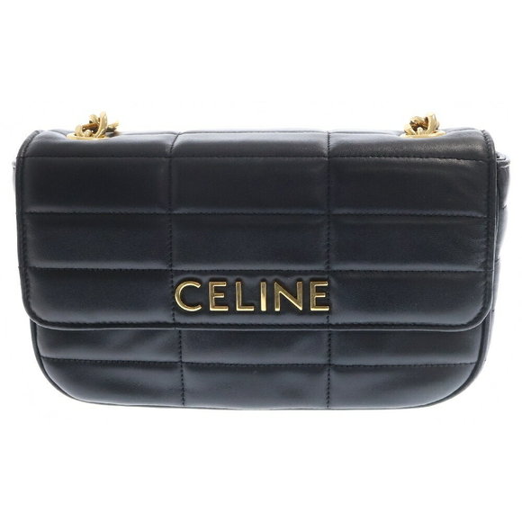 Celine Matelasse Monochrome Chain Shoulder Bag Black - Picture 1 of 5